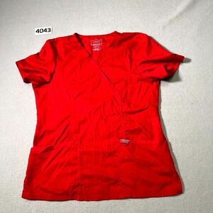 Cherokee Workwear Revolution‎ Mock Wrap Scrub Top Womens Red Stretch Medical